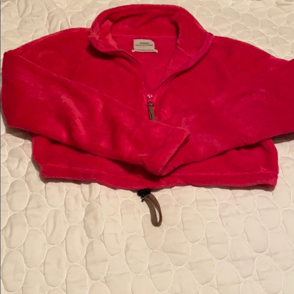 Urban outfitters cropped plush zipper top